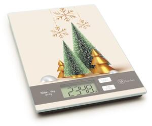 Karácsonyi mintás konyhai mérleg fenyőfa mintával, 5 kg-os méréshatárral