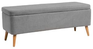 Szürke kárpitozott pad Somcasa Zurich 120 cm tárolóhellyel