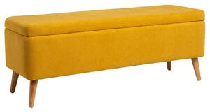Sárga kárpitozott pad Somcasa Zurich 120 cm tárolóhellyel