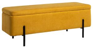 Sárga kárpitozott pad Somcasa Viena 120 cm tárolóhellyel