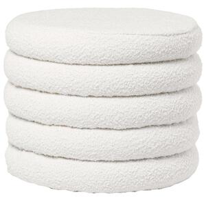 Fehér bouclé széklet Somcasa Harry 40 cm