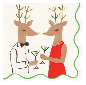 Papír szalvéta szett 16 db-os Mr. & Mrs. Reindeer – Meri Meri