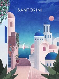Illusztráció Santorini, Emel Tunaboylu, (30 x 40 cm)