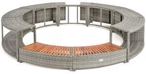 Lay-Z-Spa kör alakú rattan pezsgőfürdő bútor, 200 cm, szürke