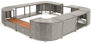 Lay-Z-Spa négyzet alakú rattan pezsgőfürdő bútor, 188 cm, szürke