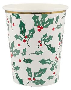 Egyszer használatos papírpohár készlet 8 db-os Holly Pattern – Meri Meri