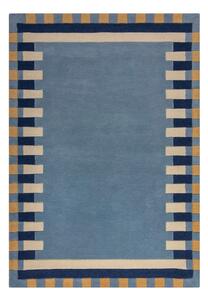 Kék kézi szövésű gyapjú szőnyeg 160x230 cm Kai Wool Border – Flair Rugs