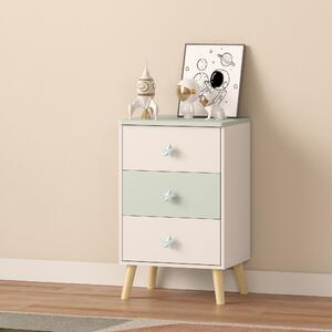 Gyerek komód Sandnes 3 fiókkal 62x38x30 cm fehér/mentazöld [en.casa]