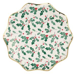 Egyszer használatos papírtányér készlet 8 db-os Holly Pattern – Meri Meri