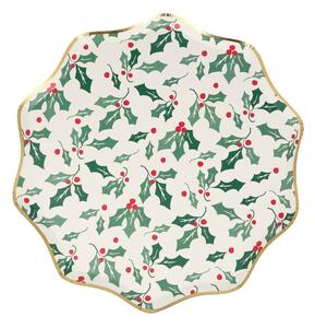 Egyszer használatos papírtányér készlet 8 db-os Holly Pattern – Meri Meri