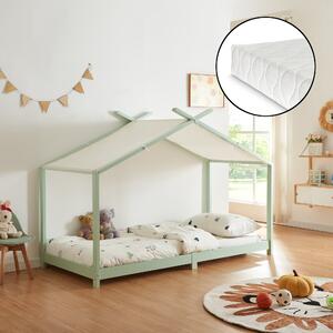 Házikó gyerekágy Brome matraccal 90x200 cm mentazöld [en.casa]