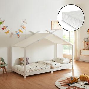 Házikó gyerekágy Brome matraccal 90x200 cm fehér [en.casa]