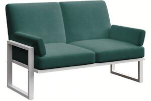 Sötétzöld kétüléses kerti kanapé MESONICA Soledo fehér alappal 140 cm