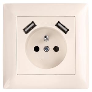 Egyszeres földelt aljzat + 2x USB-A OSTE JNH003-G Beige