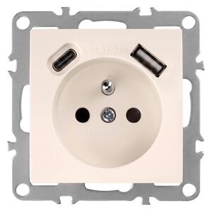Egyszeres földelt aljzat + USB-A USB-C OSTE JNH004-G Beige