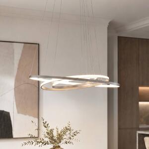 Lucande LED függő világítás Ezana, nikkel, fém, Ø 80 cm, dimmelhető, Alu / szürke / cink, Nappali / Étkező, fém, Modern