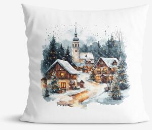 Goldea dekoratív párnahuzat - téli falu 45 x 45 cm