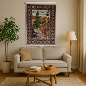 Selyem szőnyeg Kert motívum bézs 100x150 iráni viszkóz selyem szőnyeg