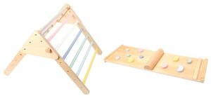 MONTY fa Pikler-háromszög, 59 cm, Montessori deszkával, többszínű ELIS design