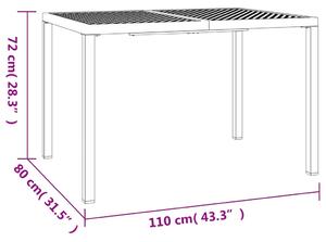 VidaXL antracitszürke acél kerti asztal 110 x 80 x 72 cm
