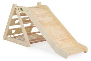 Pikler-féle 2in1 fa mászóka és csúszda montessori 155x57cm natúr