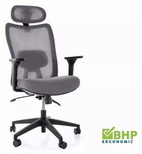 Q-724H Ergonomikus Hálós Forgószék Fejtámlával Szürke