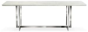 MARBLE 180x90 Fehér Márvány Étkezőasztal Ezüst Lábakkal
