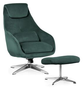 Kent Ergonomikus Forgó Fotel Lábtartóval Bársony Zöld