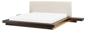 Ágy LED világítással Műbőr ZEN 160 x 200 cm Sötét kőris