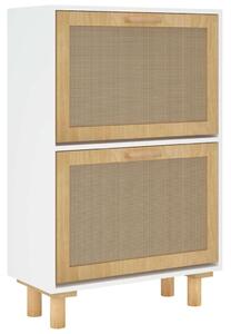 Rattan Cipőszekrény - Fehér - 52x25x80 cm
