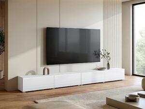 TV-állvány Sarasota 199, Laminált forgácslap, 32x300x33cm, Fényes fehér, Fehér