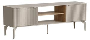 TV-állvány Etcamo 101, Közepes sűrűségű farostlemez, Laminált forgácslap, 56x160x40cm, Kasmír, Cremona tölgy