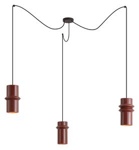 Retro függőlámpa piros, fekete színnel, 3-lámpás - Monti