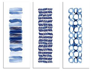 Absztrakt mintás falikép szett, 3 db, 20x50 cm, kék - BLUEMANIA