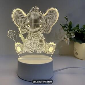3D LED lámpa Elefáni éjjeli lámpa gyerekeknek