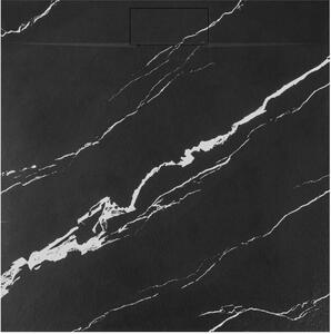 Rea Bazalt Carrara Black négyzet alakú zuhanytálca 90x90 cm fekete REA-K7003