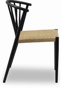 Halle kerti szék, francia fonat, fekete alumínium láb