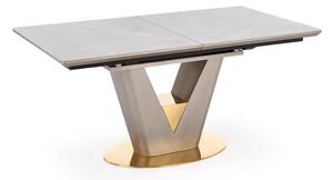 Asztal Houston 1625, Szürke, Szürke márvány, Arany, 76x90x160cm, Hosszabbíthatóság, Közepes sűrűségű farostlemez, Kerámia, Fém