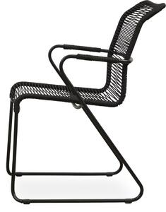 Branco kerti szék, fekete, fekete fém láb
