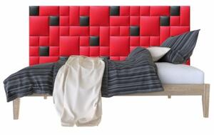 Műbőr falvédő-24 faldekoráció piros, fekete panelekből (200x75 cm)
