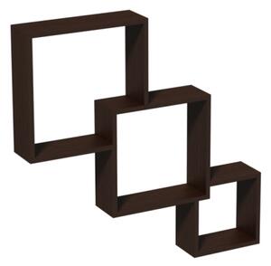 Fali polc modulos összefonódó négyzet wenge (3db-os)