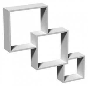 Fali polc modulos összefonódó négyzet fehér (3db-os)