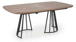 Asztal Houston 1439, Dió, Fekete, 76x100x180cm, Hosszabbíthatóság, Közepes sűrűségű farostlemez, Fém