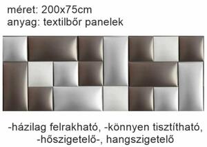 Műbőr falvédő-103 V-23 szoba falvédő burkolat, faldekoráció (200x75 cm) gyöngyház, fehér, barna