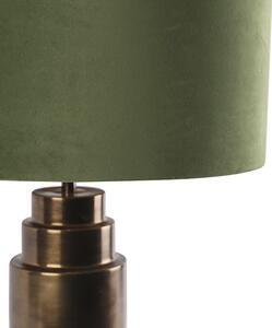 Art deco asztali lámpa bronz bársony árnyalatú zöld, arany 50cm - Bruut