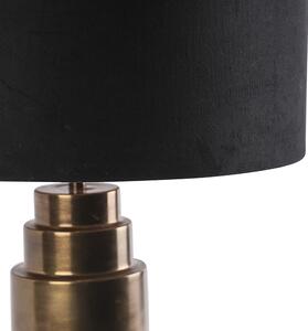 Art deco asztali lámpa bronz bársony árnyalatú fekete arannyal 50cm - Bruut