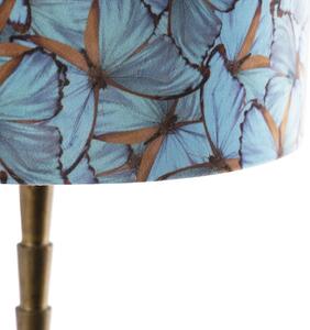 Art Deco asztali lámpa bronz bársony árnyalatú pillangós kivitel 35 cm - Pisos