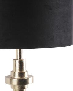 Art Deco asztali lámpa arany bársony árnyalatú fekete 40 cm - Diverso