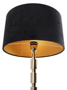 Art deco asztali lámpa, bársony árnyalatú fekete, 35 cm - Torre