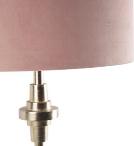Art Deco asztali lámpa arany bársony árnyalatú rózsaszín 50 cm - Diverso